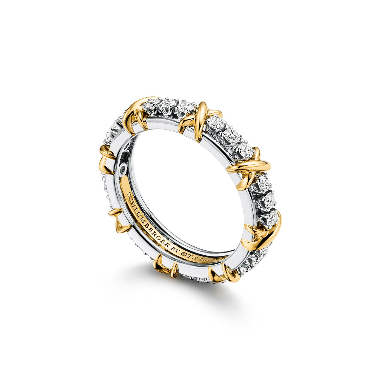 Sixteen Stone by Tiffany Narrow Ring in Platinum and Yellow Gold with Diamonds (1:1 replica)