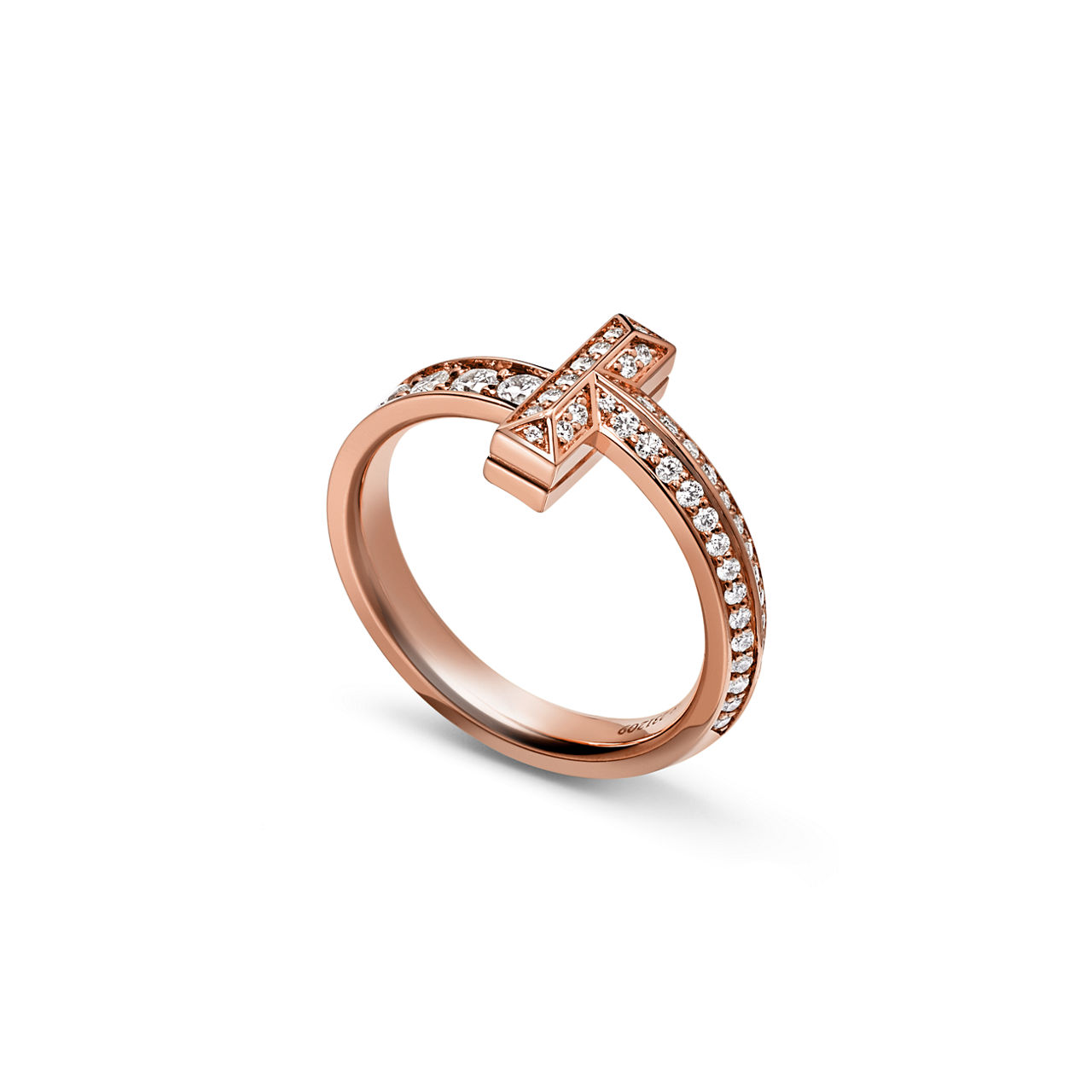 Tiffany T T1 Narrow Ring in Rose Gold with Diamonds (1:1 replica)
