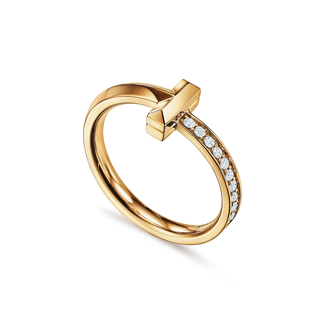 Tiffany T T1 Ring in Yellow Gold with Diamonds (1:1 replica)