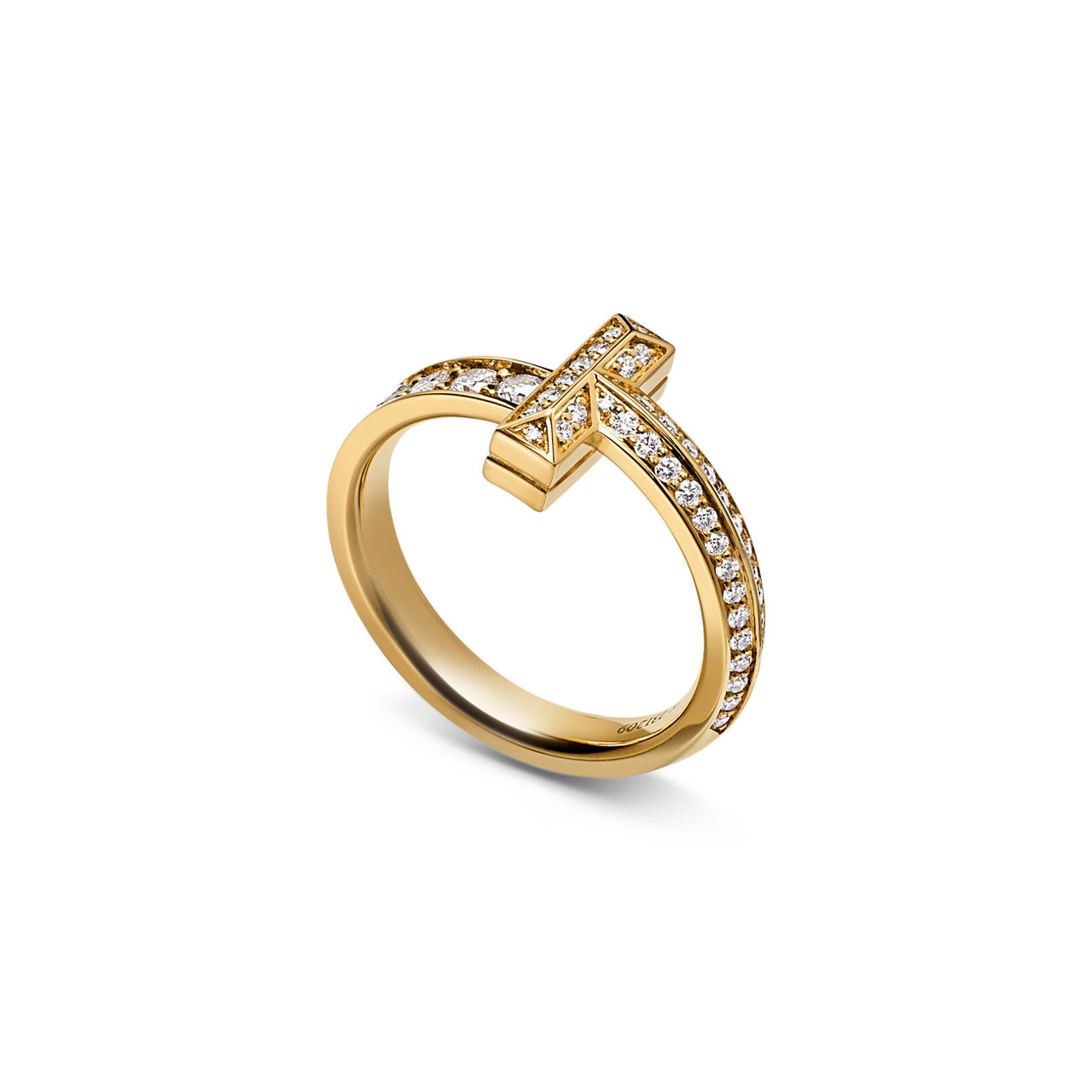 Tiffany T T1 Narrow Ring in Yellow Gold with Diamonds (1:1 replica)