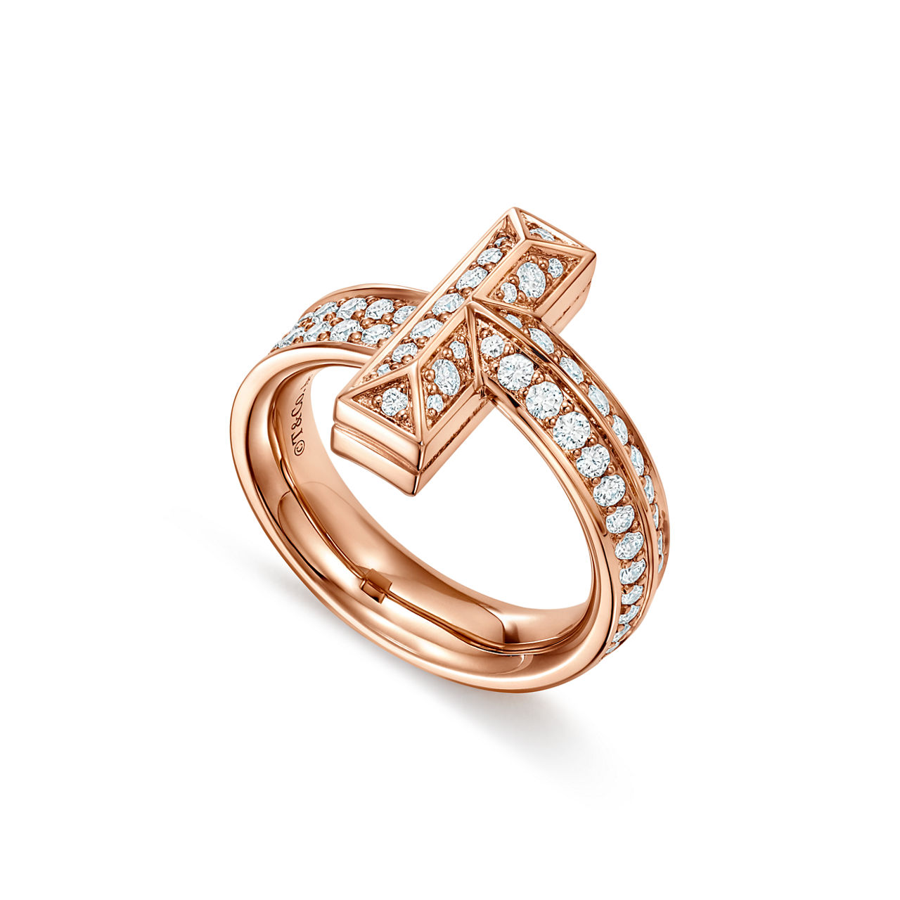 Tiffany T T1 Ring in Rose Gold with Diamonds (1:1 replica)