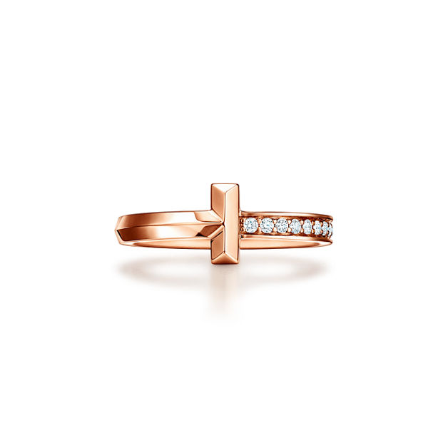 Tiffany T T1 Ring in Rose Gold with Diamonds (1:1 replica)