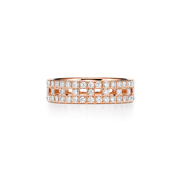 Tiffany T True Wide Ring in Rose Gold with Pavé Diamonds (1:1 replica)