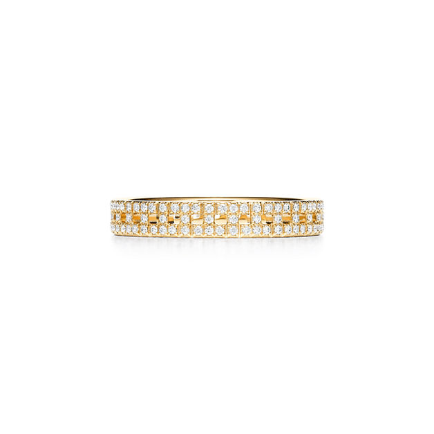 Tiffany T True Narrow Ring in Gold with Pavé Diamonds (1:1 replica)