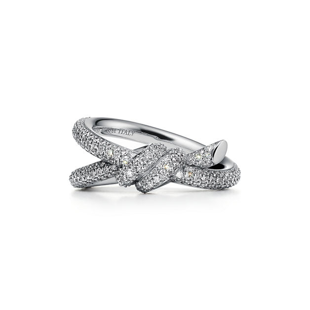 Tiffany Knot Double Row Ring in White Gold with Diamonds (1:1 replica)