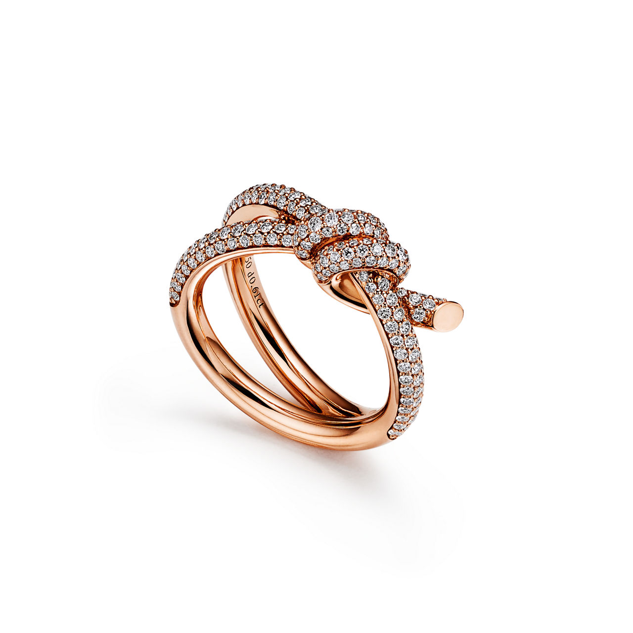 Tiffany Knot Double Row Ring in Rose Gold with Diamonds (1:1 replica)