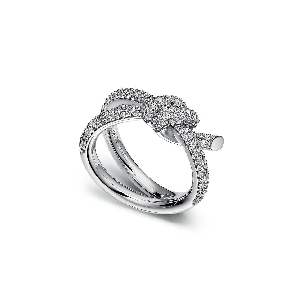 Tiffany Knot Double Row Ring in White Gold with Diamonds (1:1 replica)