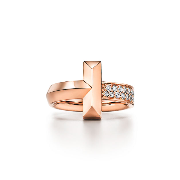 Tiffany T T1 Ring in Rose Gold with Diamonds (1:1 replica)