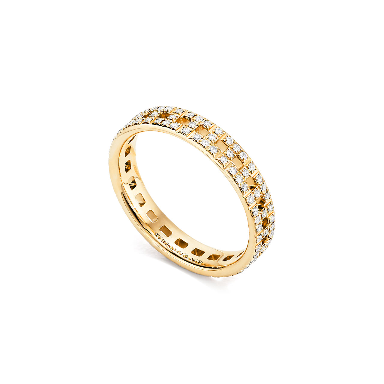 Tiffany T True Narrow Ring in Gold with Pavé Diamonds (1:1 replica)