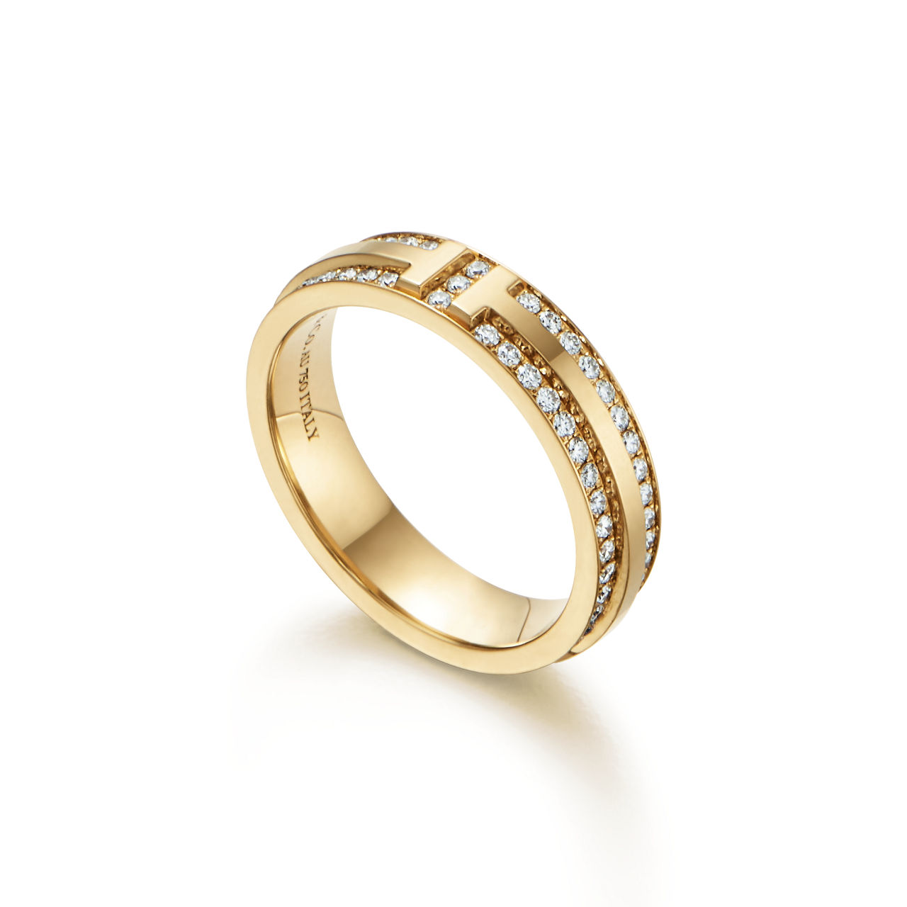 Tiffany T Narrow Pavé Diamond Ring in Yellow Gold (1:1 replica)