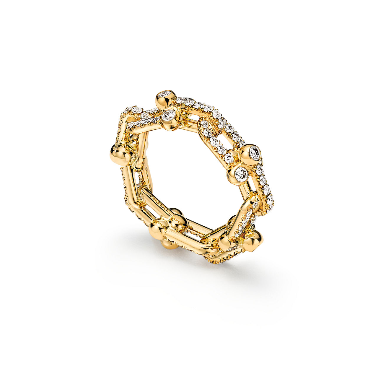 Tiffany HardWear Small Link Ring in Yellow Gold with Diamonds (1:1 replica)