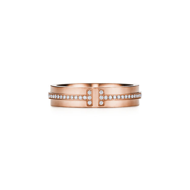 Tiffany T Narrow Diamond Ring in Rose Gold (1:1 replica)