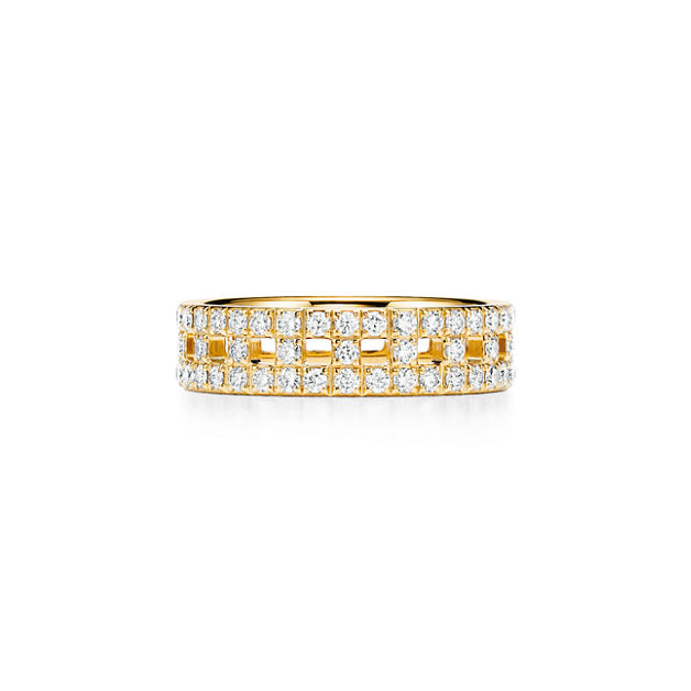 Tiffany T True Wide Ring in Gold with Pavé Diamonds (1:1 replica)