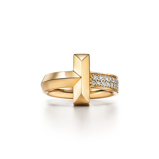 Tiffany T T1 Ring in Yellow Gold with Diamonds (1:1 replica)