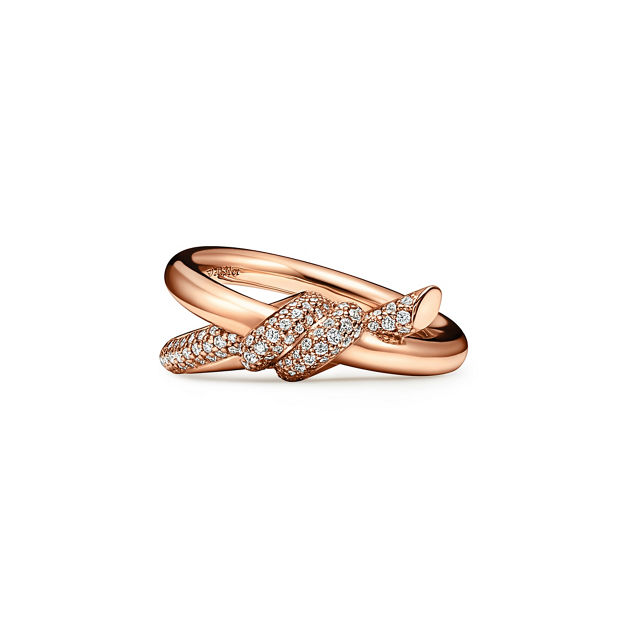 Tiffany Knot Double Row Ring in Rose Gold with Diamonds (1:1 replica)