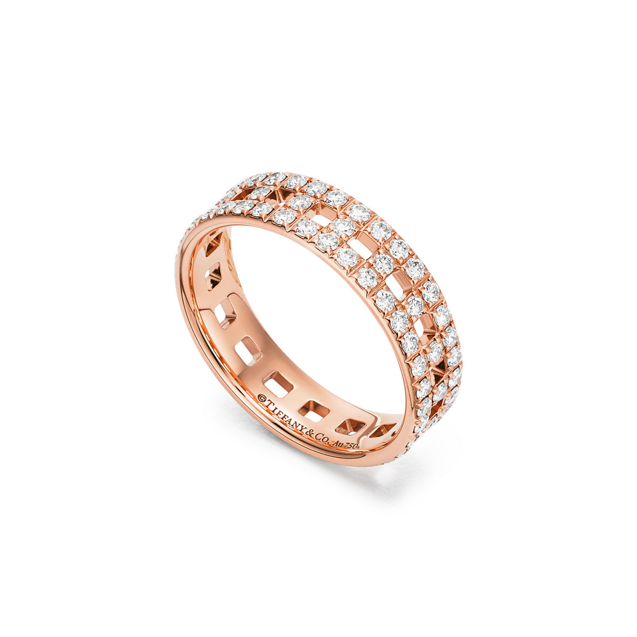 Tiffany T True Wide Ring in Rose Gold with Pavé Diamonds (1:1 replica)