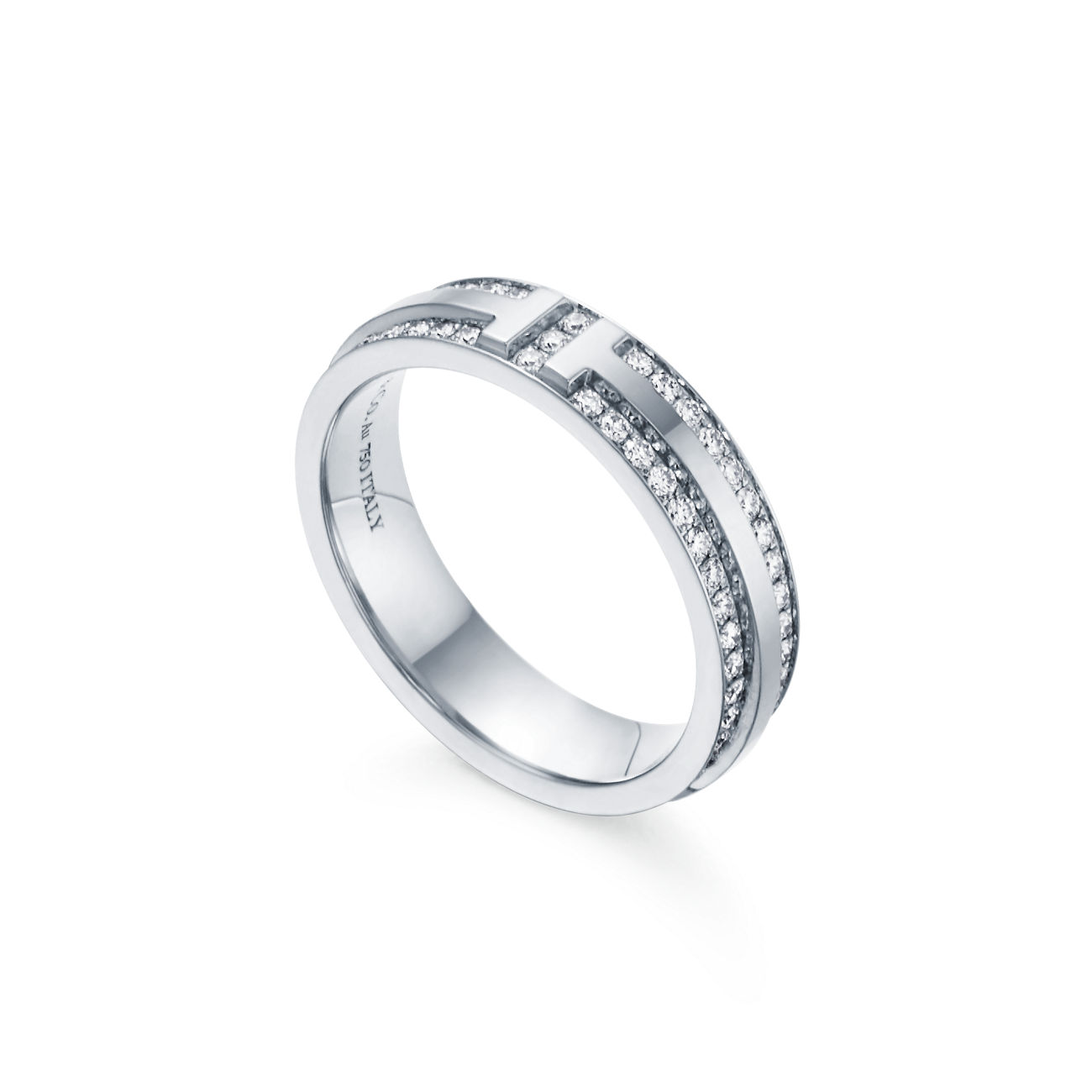 Tiffany T Narrow Pavé Diamond Ring in White Gold (1:1 replica)