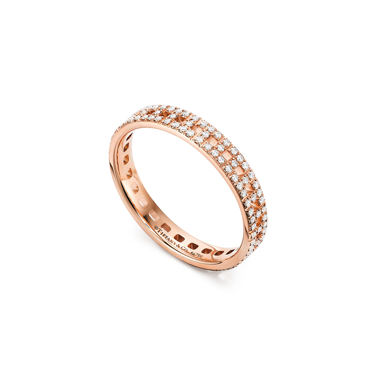 Tiffany T True Narrow Ring in Rose Gold with Pavé Diamonds (1:1 replica)