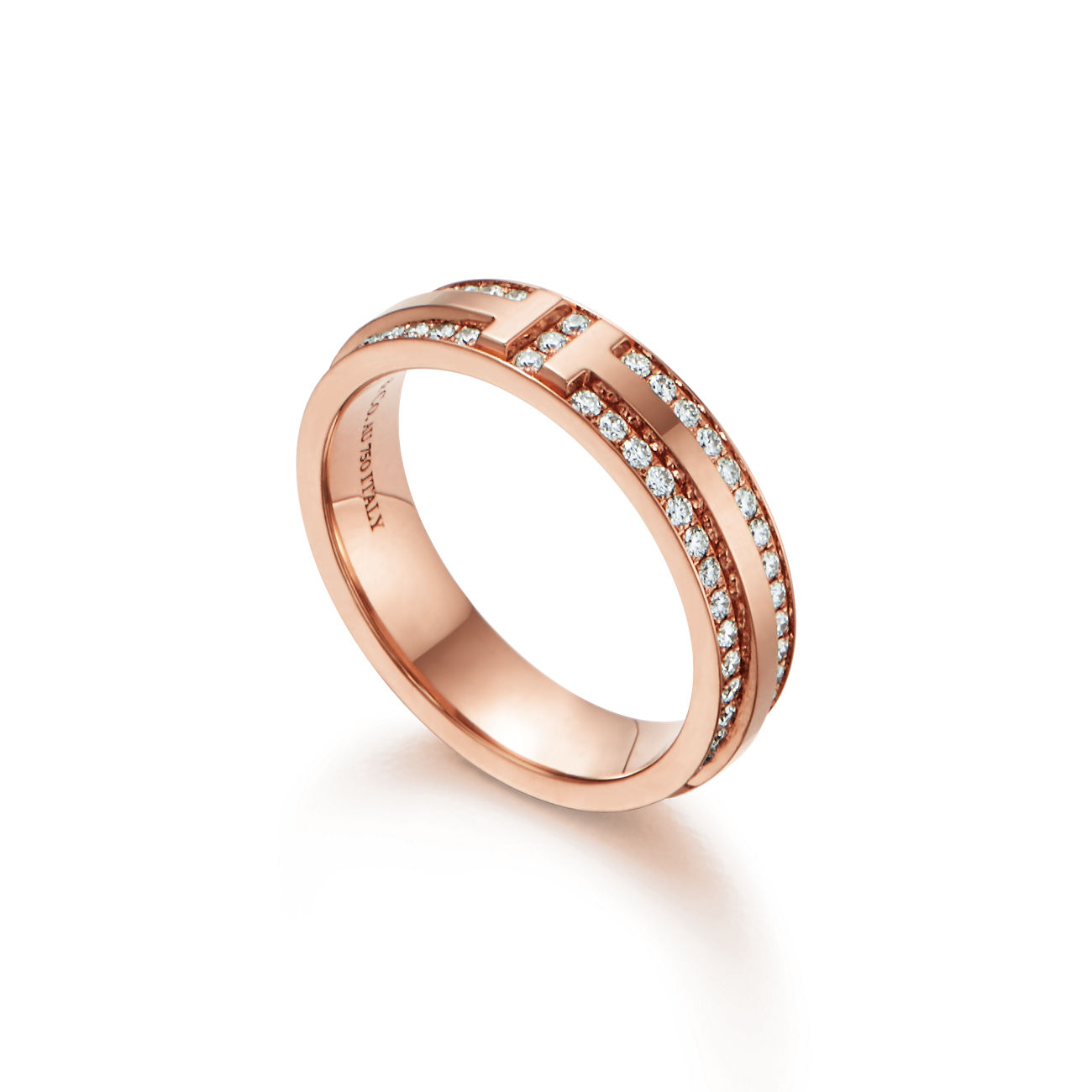 Tiffany T Narrow Pavé Diamond Ring in Rose Gold (1:1 replica)