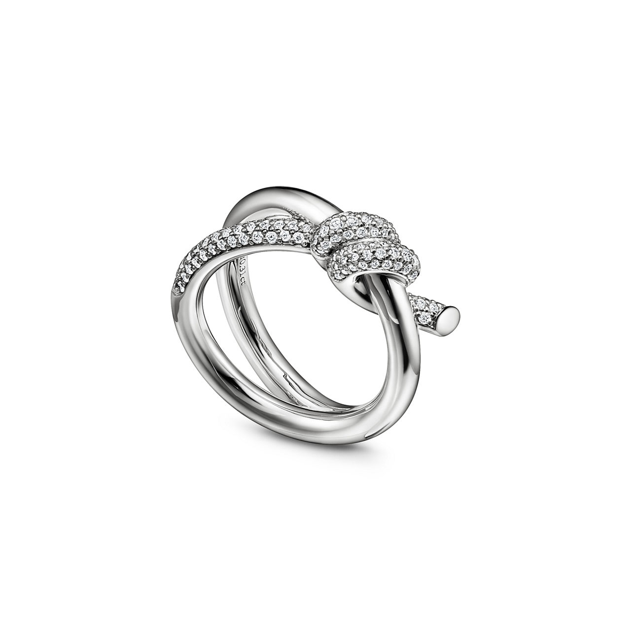 Tiffany Knot Double Row Ring in White Gold with Diamonds (1:1 replica)