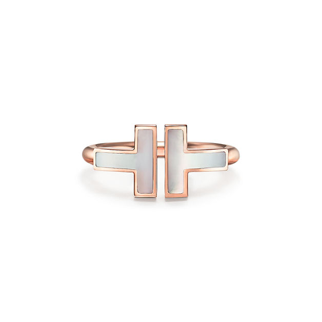 Tiffany T Wire Ring in Rose Gold with Mother-of-pearl (1:1 replica)
