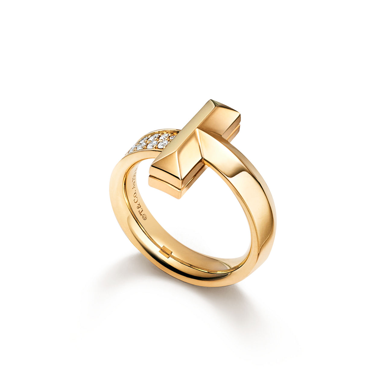 Tiffany T T1 Ring in Yellow Gold with Diamonds (1:1 replica)