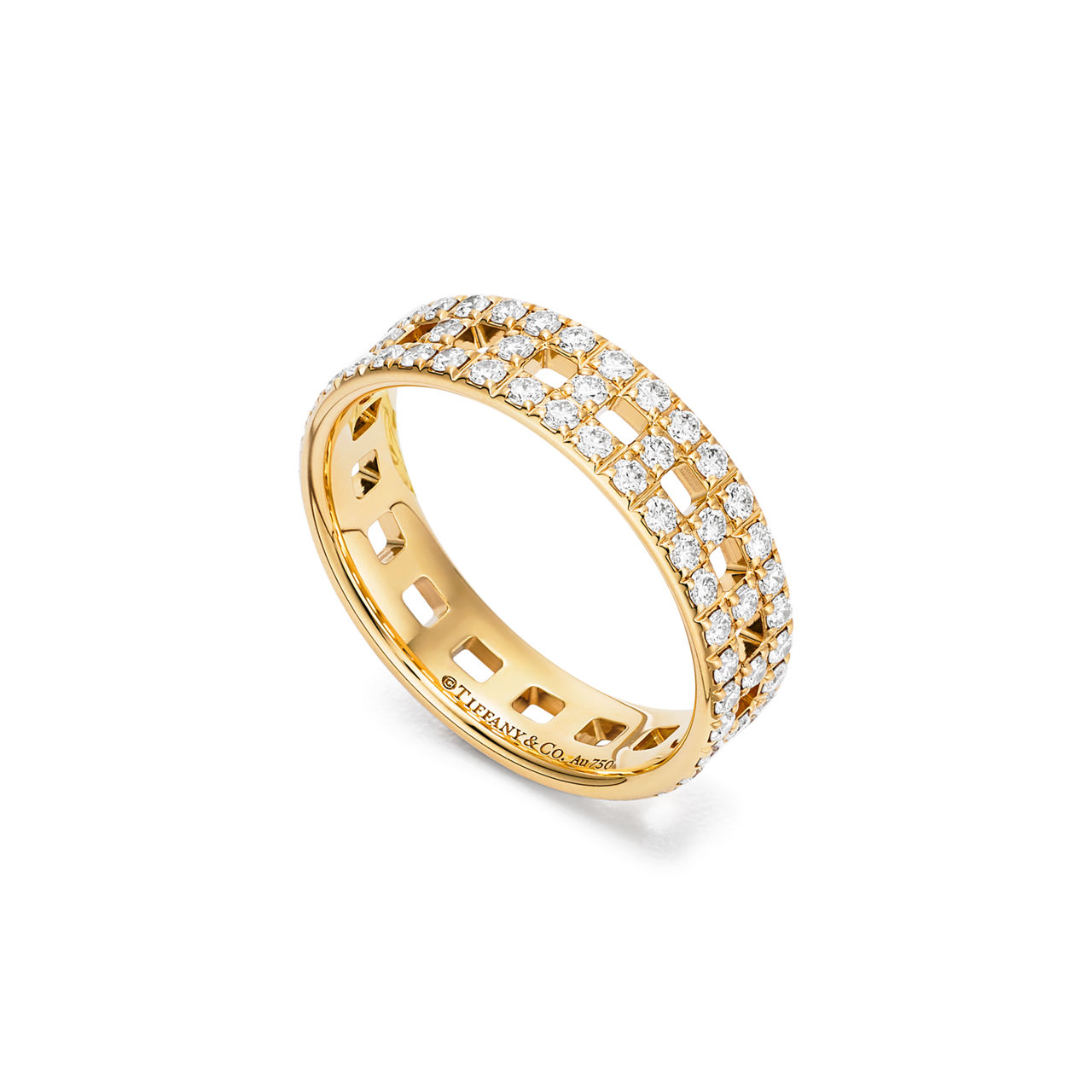Tiffany T True Wide Ring in Gold with Pavé Diamonds (1:1 replica)