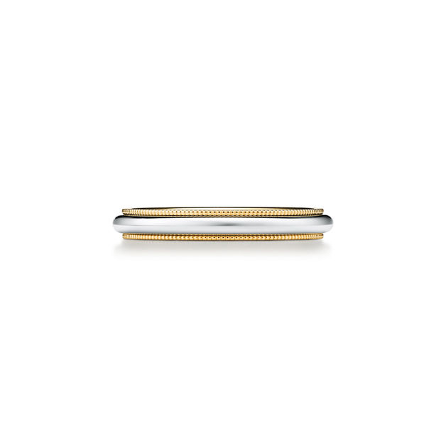 Tiffany Together Milgrain Band Ring in Yellow Gold and Platinum (1:1 replica)