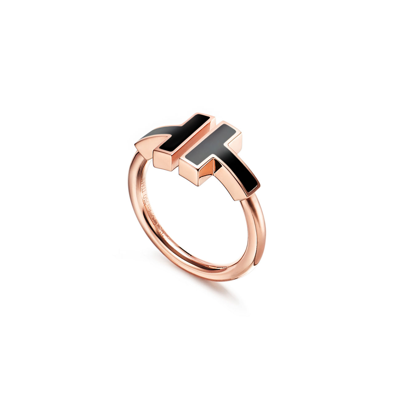 Tiffany T Black Onyx Wire Ring in Rose Gold (1:1 replica)