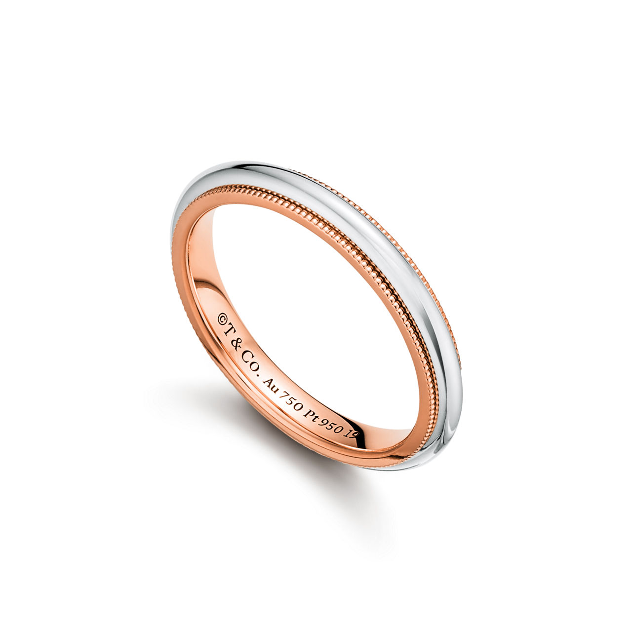 Tiffany Together Milgrain Band Ring in Rose Gold and Platinum (1:1 replica)