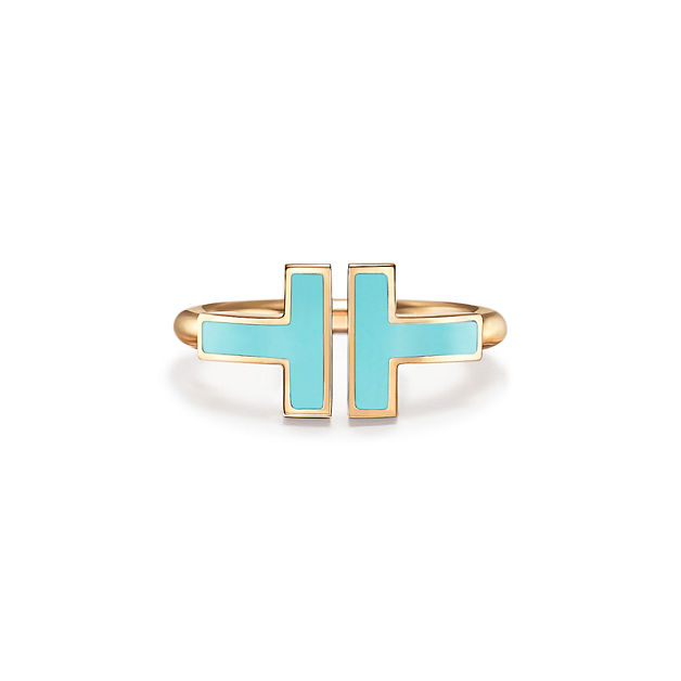 Tiffany T Turquoise Wire Ring in Yellow Gold (1:1 replica)
