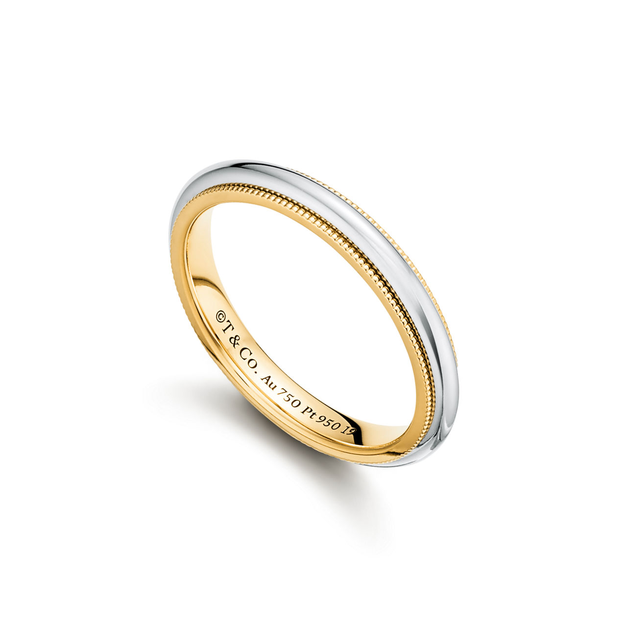 Tiffany Together Milgrain Band Ring in Yellow Gold and Platinum (1:1 replica)