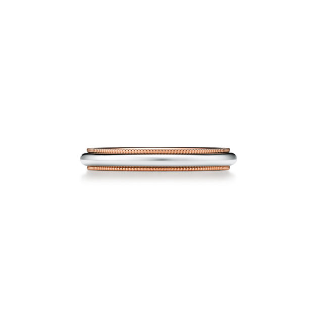 Tiffany Together Milgrain Band Ring in Rose Gold and Platinum (1:1 replica)