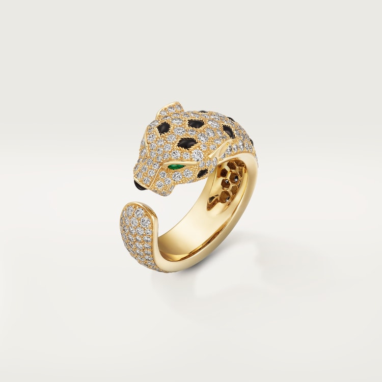 Top 1:1 replica Panthère de Cartier ring, medium model, half-paved