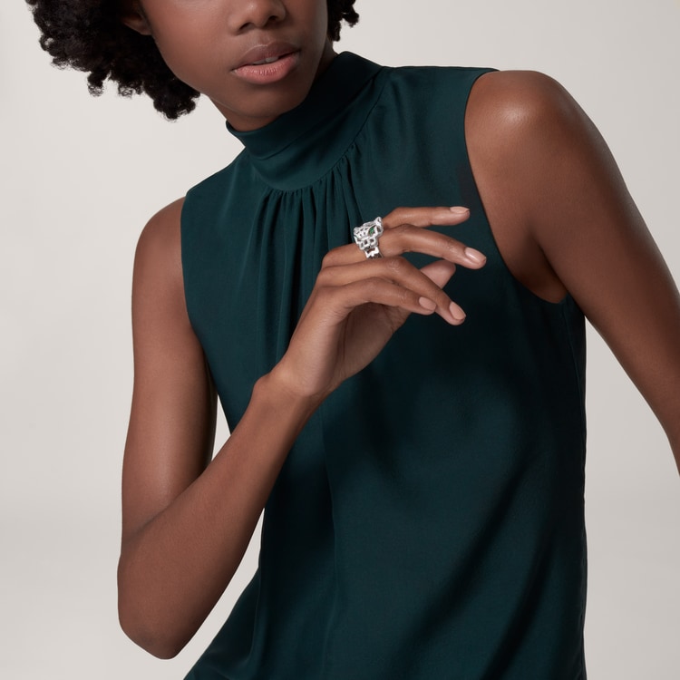 Top 1:1 replica Panthère de Cartier ring, paved