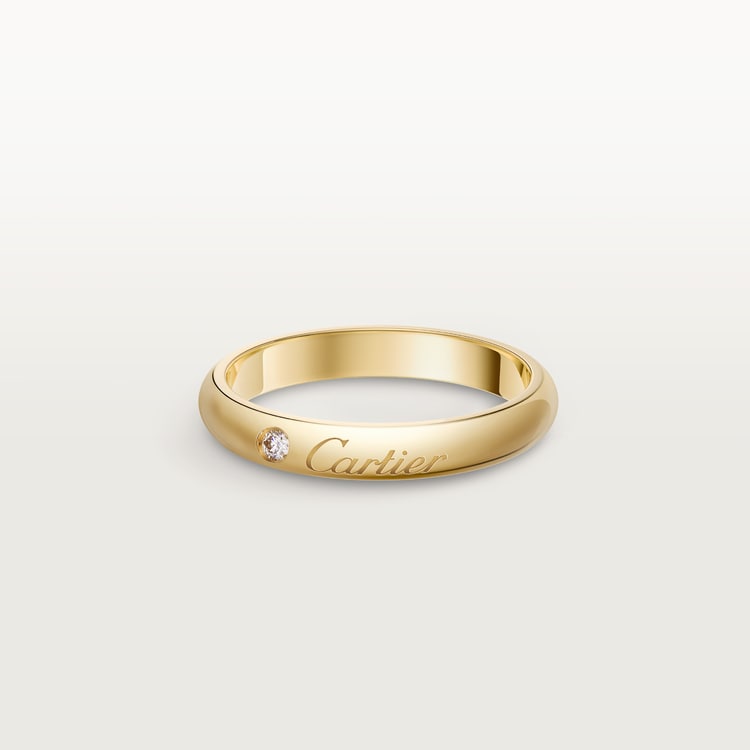 Top 1:1 replica C de Cartier wedding band, 3 mm width, 1 diamond