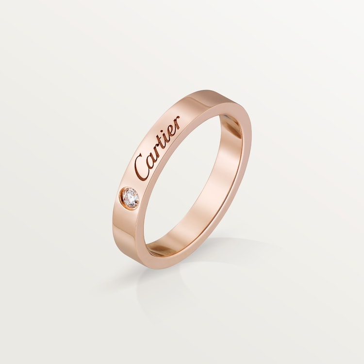 Top 1:1 replica C de Cartier wedding band, 3 mm width, 1 diamond