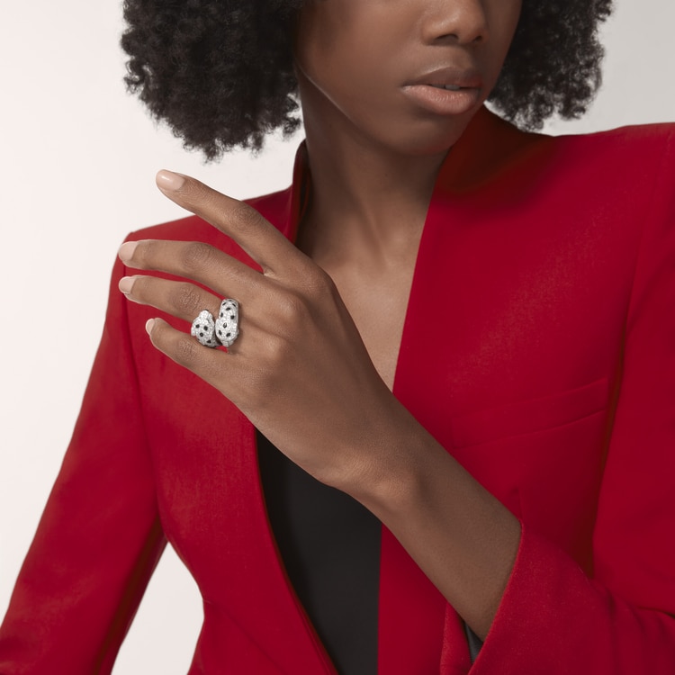 Top 1:1 replica Panthère de Cartier ring, articulated, paved