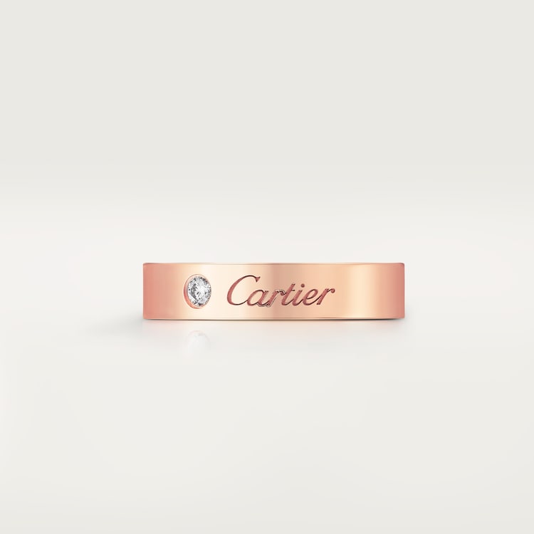 Top 1:1 replica C de Cartier wedding ring, 4 mm width, 1 diamond