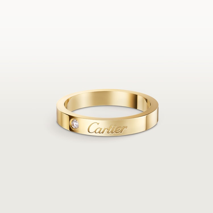 Top 1:1 replica C de Cartier wedding band, 3 mm width, 1 diamond