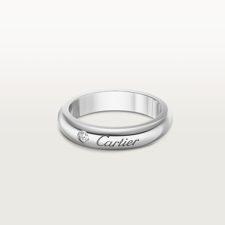 Top 1:1 replica C de Cartier wedding band, 4 mm width, 1 diamond