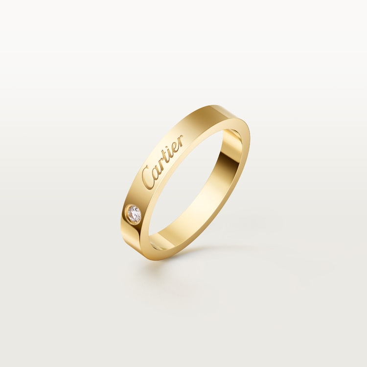 Top 1:1 replica C de Cartier wedding band, 3 mm width, 1 diamond