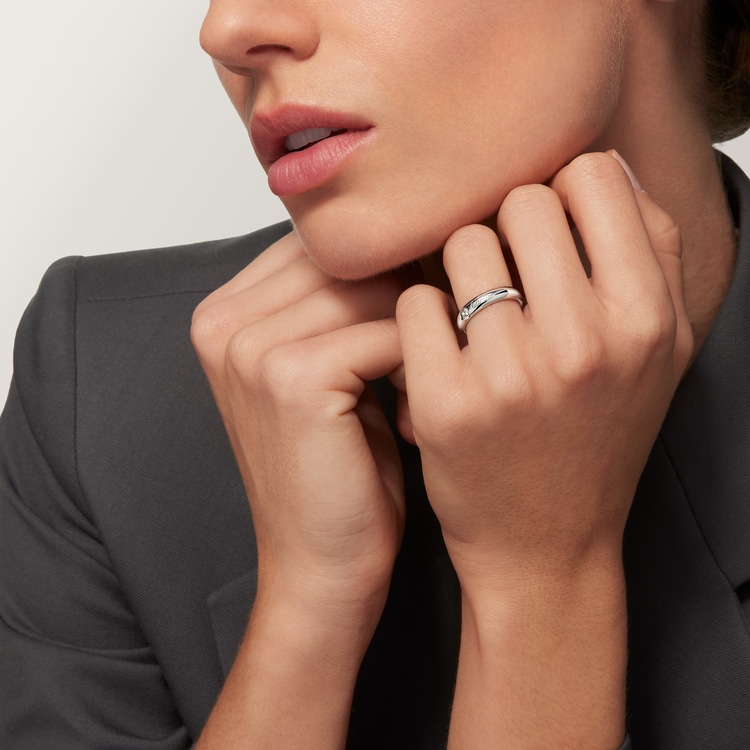 Top 1:1 replica C de Cartier wedding band, 4 mm width, 1 diamond