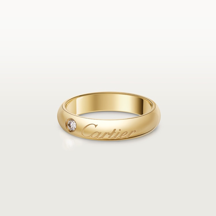 Top 1:1 replica C de Cartier wedding ring, 4 mm width, 1 diamond