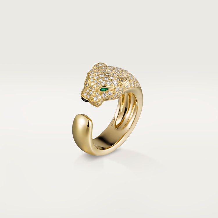Top 1:1 replica Panthère de Cartier ring, medium model, half-paved