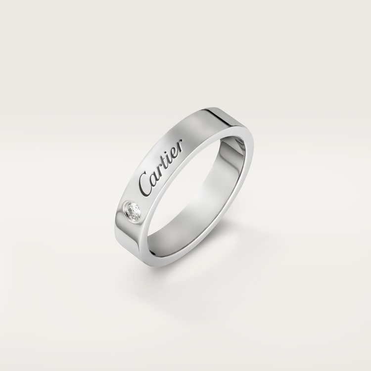Top 1:1 replica C de Cartier wedding ring, 4 mm width, 1 diamond