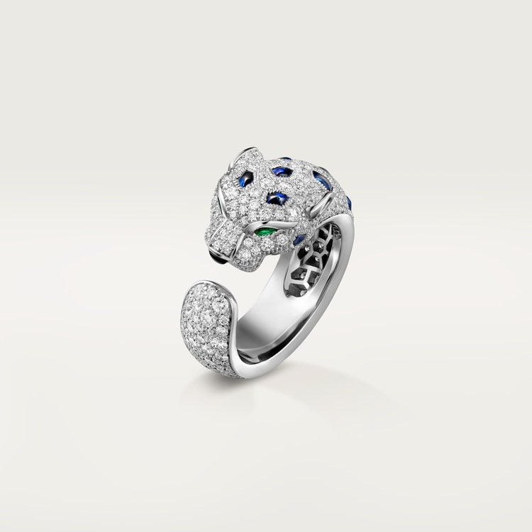 Top 1:1 replica Panthère de Cartier ring, medium model, half-paved