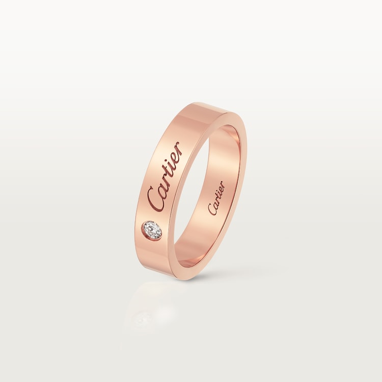 Top 1:1 replica C de Cartier wedding ring, 4 mm width, 1 diamond