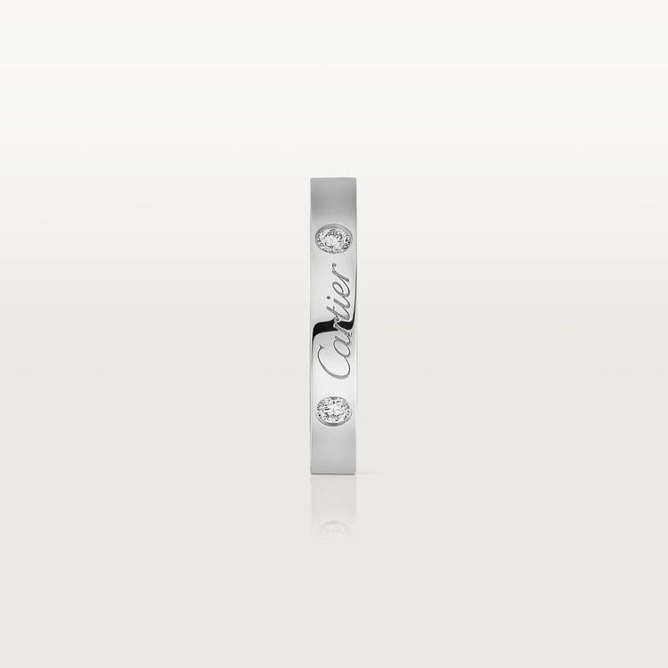 Top 1:1 replica C de Cartier wedding band, 3 mm width, 2 diamonds