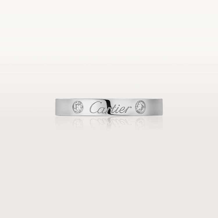 Top 1:1 replica C de Cartier wedding band, 3 mm width, 2 diamonds